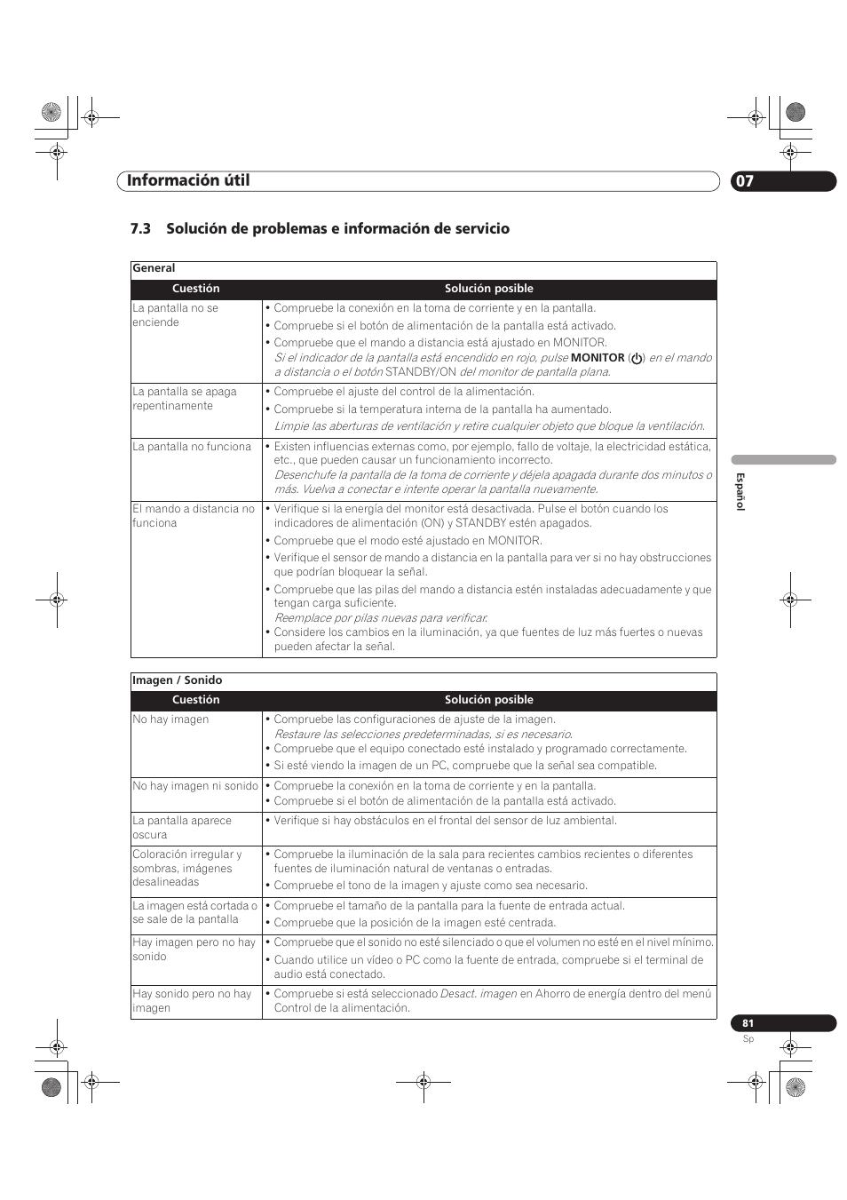 3 solución de problemas e información de servicio, Información útil 07 | Pioneer KRP-500M User Manual | Page 297 / 433