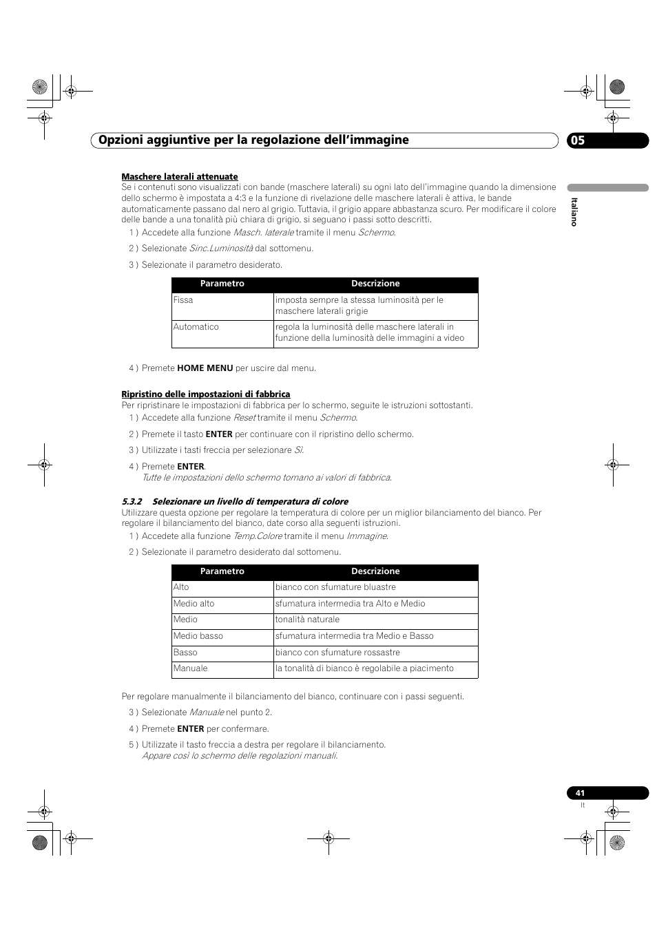 2 selezionare un livello di temperatura di colore | Pioneer KRP-500M User Manual | Page 41 / 433