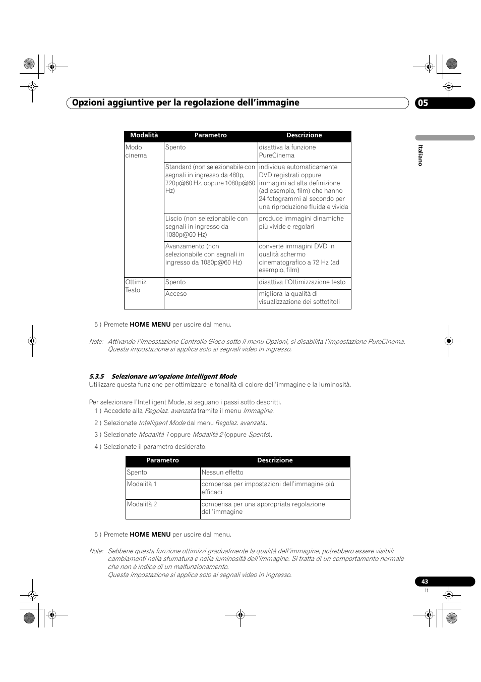 5 selezionare un’opzione intelligent mode | Pioneer KRP-500M User Manual | Page 43 / 433