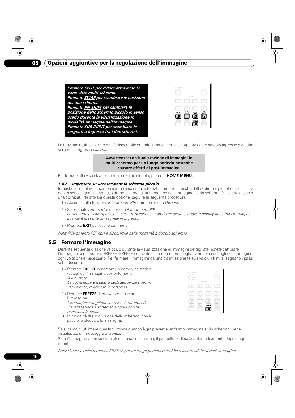 2 impostare su acceso/spent lo schermo piccolo, 5 fermare l’immagine | Pioneer KRP-500M User Manual | Page 48 / 433