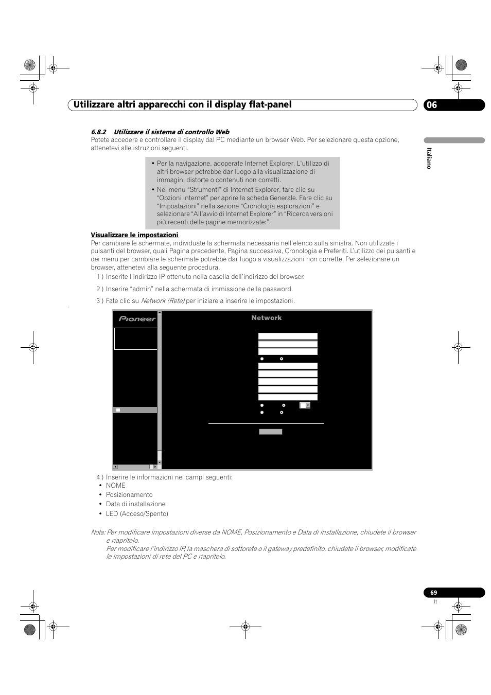 2 utilizzare il sistema di controllo web | Pioneer KRP-500M User Manual | Page 69 / 433