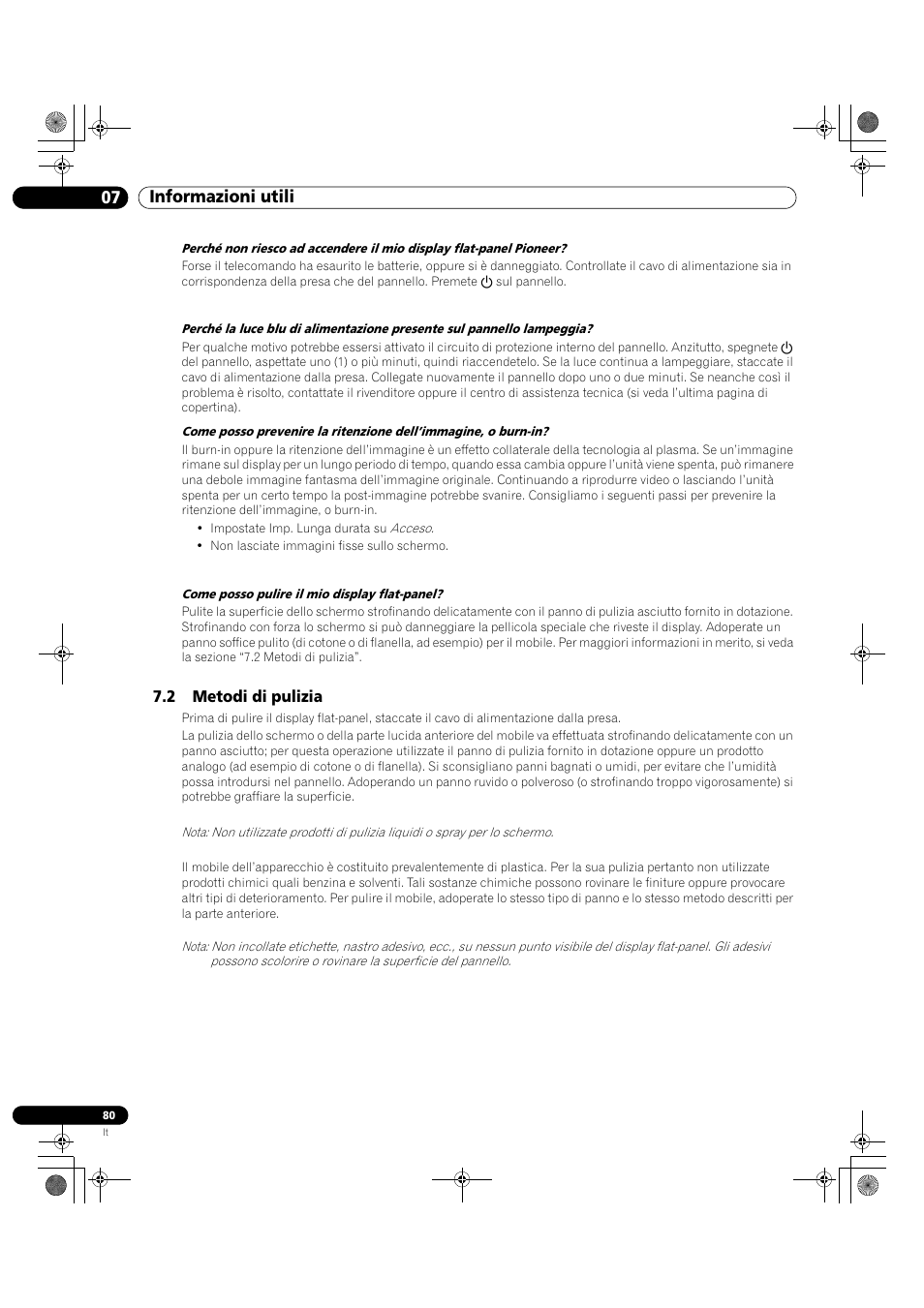 2 metodi di pulizia, 07 informazioni utili | Pioneer KRP-500M User Manual | Page 80 / 433