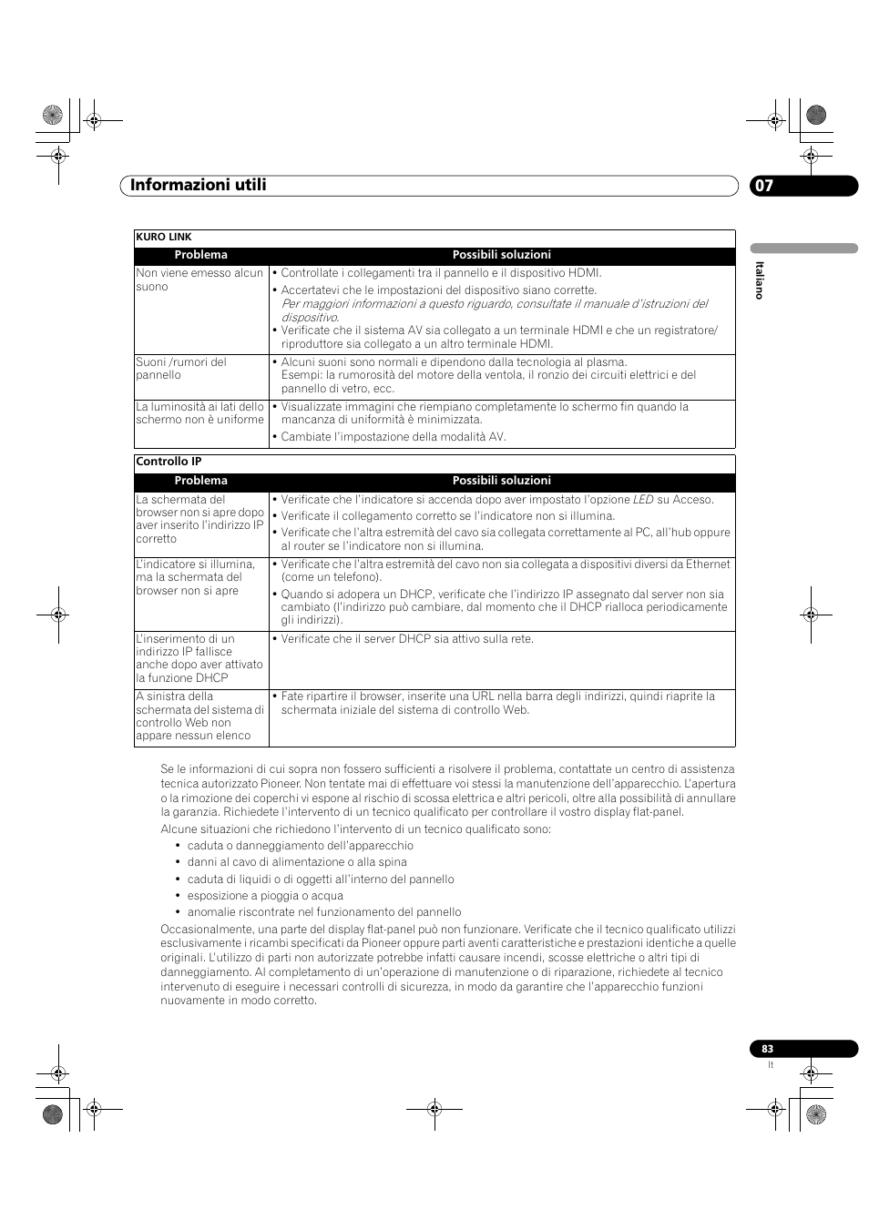 Informazioni utili 07 | Pioneer KRP-500M User Manual | Page 83 / 433