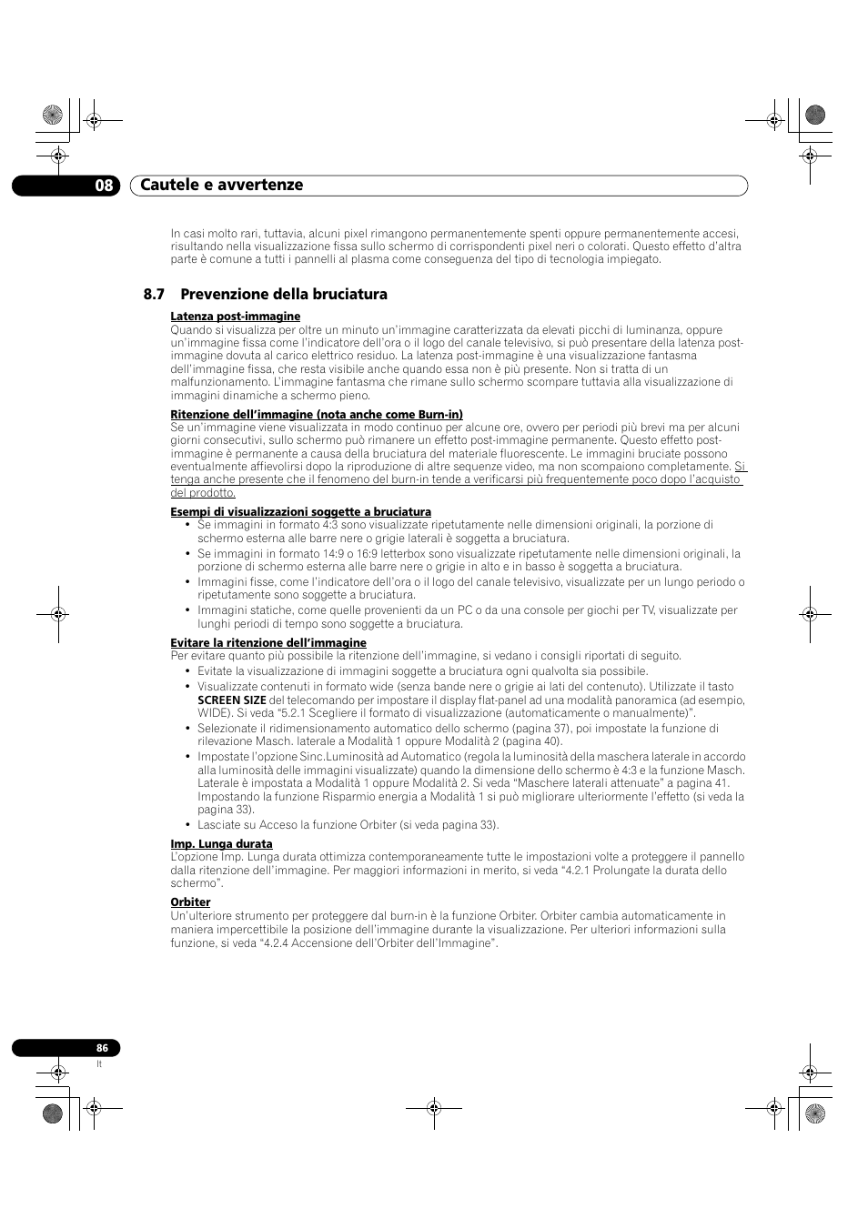 7 prevenzione della bruciatura, 08 cautele e avvertenze | Pioneer KRP-500M User Manual | Page 86 / 433