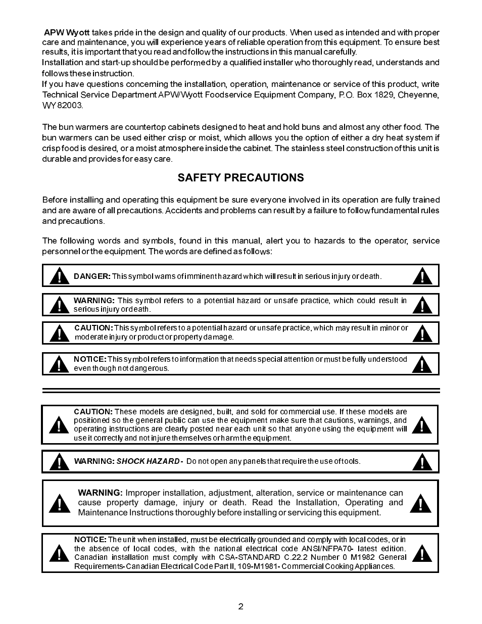 APW Wyott BW-30 User Manual | Page 2 / 8