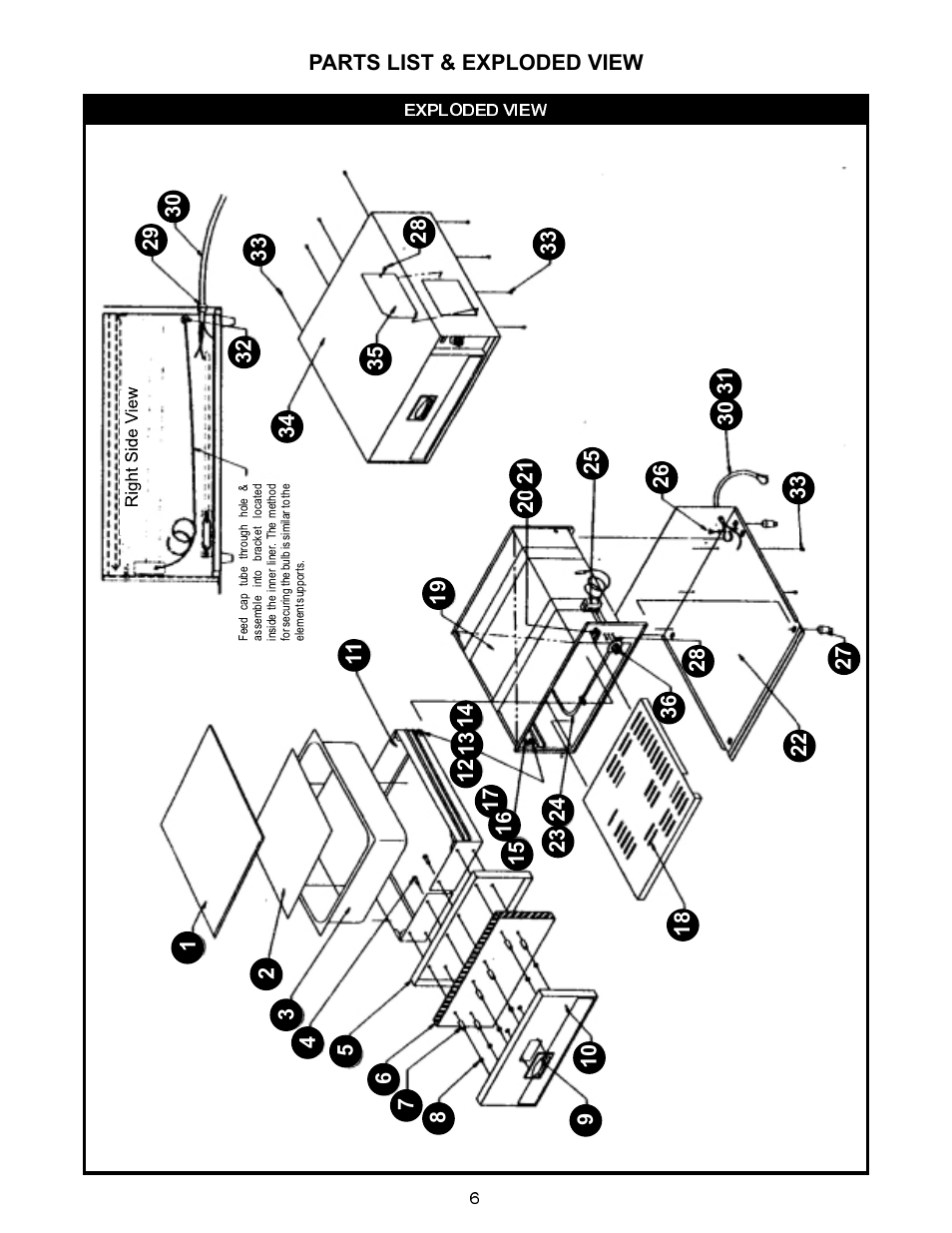 Parts list & exploded view | APW Wyott BW-30 User Manual | Page 6 / 8