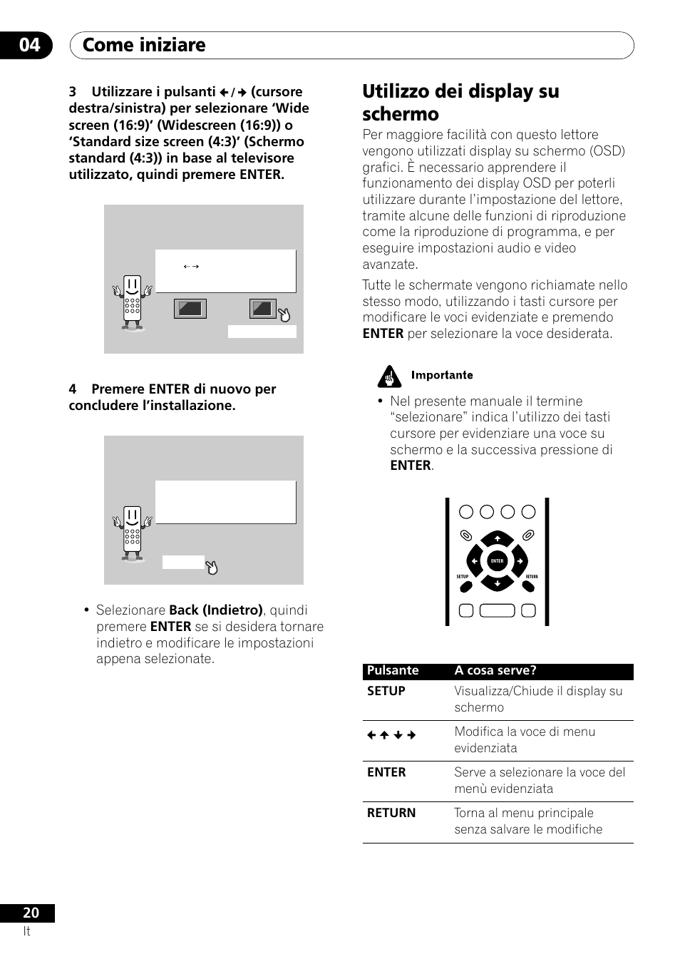 Utilizzo dei display su schermo, Come iniziare 04 utilizzo dei display su schermo, 3utilizzare i pulsanti | Pioneer DV-U7 User Manual | Page 20 / 108