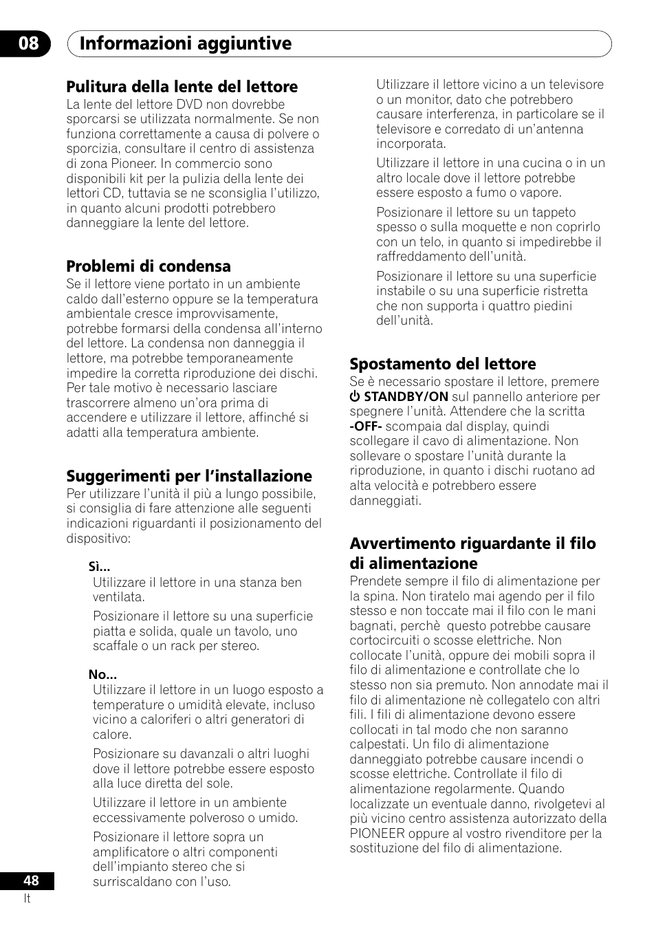 Informazioni aggiuntive 08 | Pioneer DV-U7 User Manual | Page 48 / 108