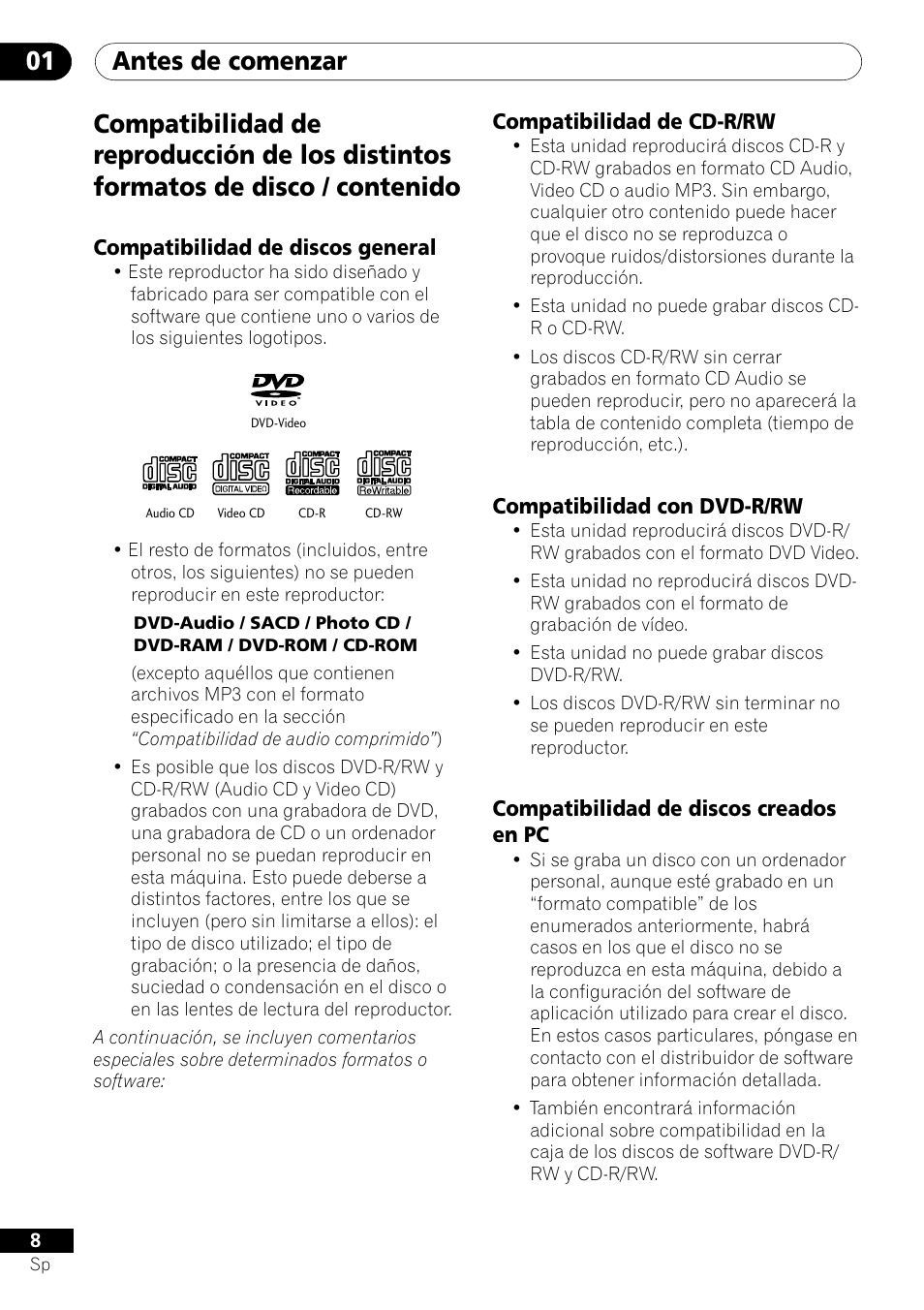 Antes de comenzar 01 | Pioneer DV-U7 User Manual | Page 62 / 108