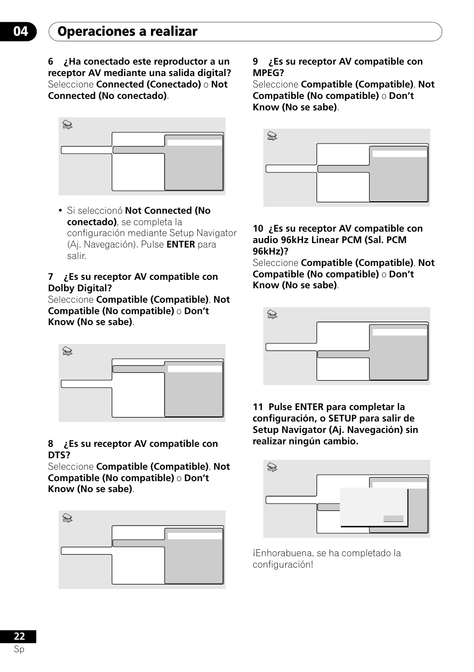 Operaciones a realizar 04, Enhorabuena, se ha completado la configuración | Pioneer DV-U7 User Manual | Page 76 / 108