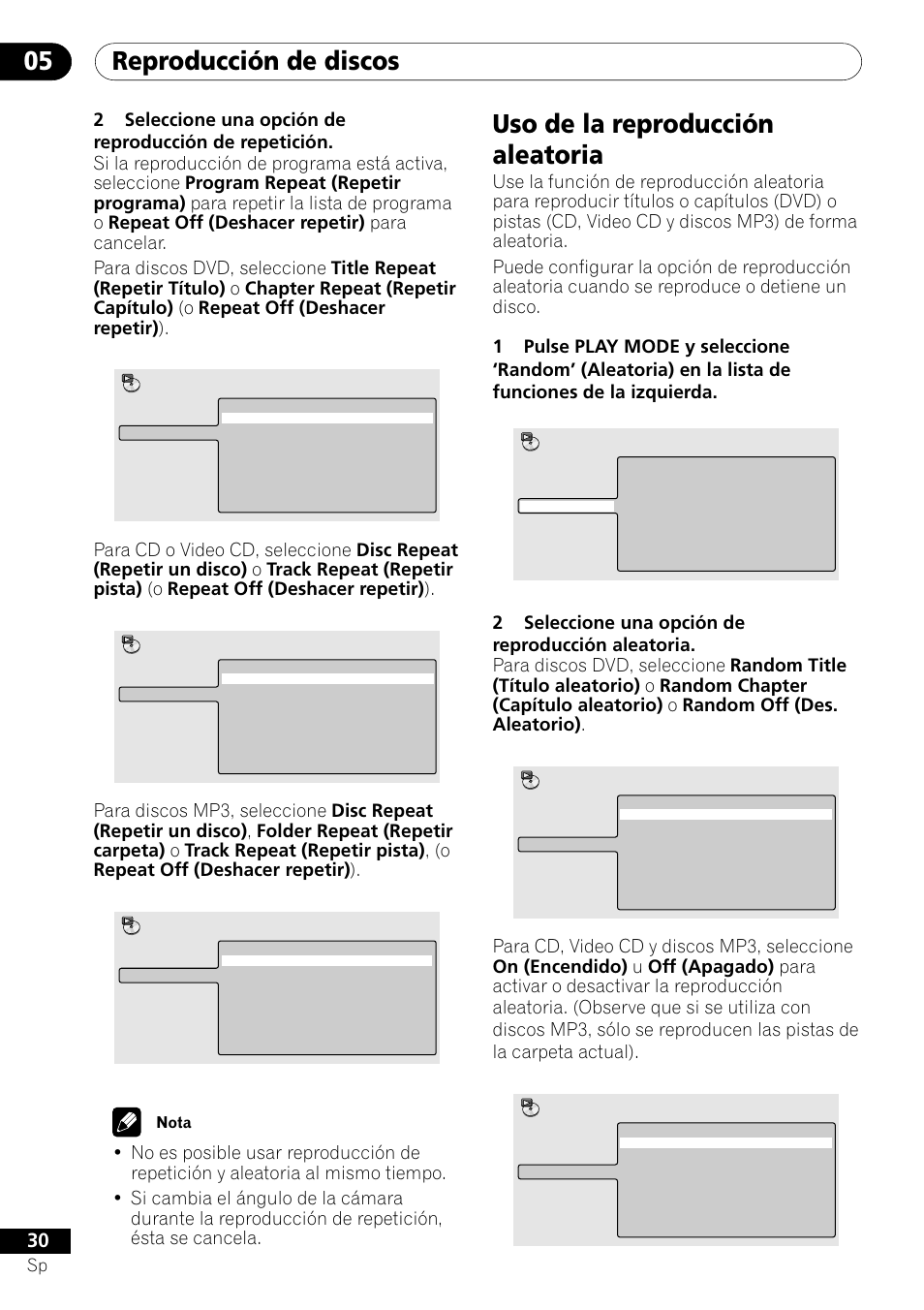 Uso de la reproducción aleatoria, Reproducción de discos 05 | Pioneer DV-U7 User Manual | Page 84 / 108