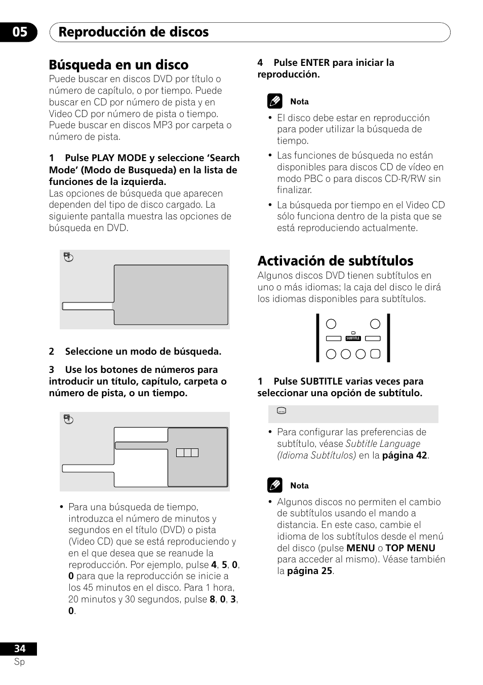 Búsqueda en un disco activación de subtítulos, Reproducción de discos 05 búsqueda en un disco, Activación de subtítulos | Pioneer DV-U7 User Manual | Page 88 / 108
