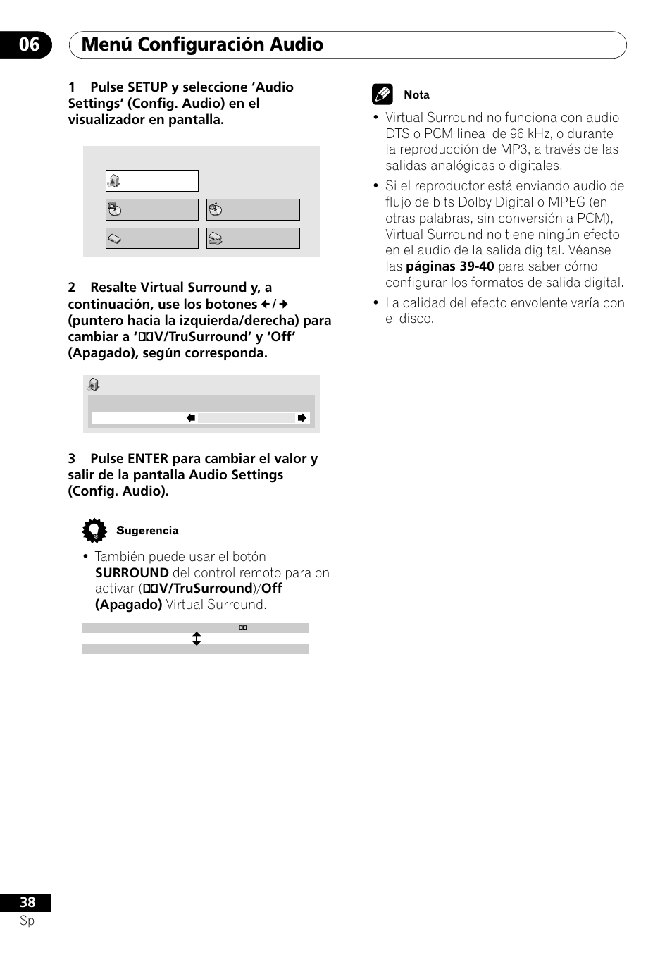 Menú configuración audio 06 | Pioneer DV-U7 User Manual | Page 92 / 108