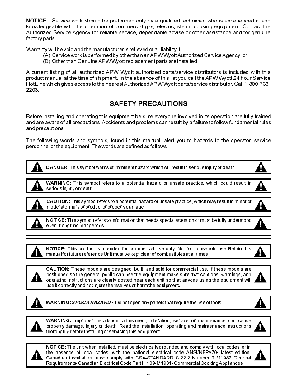 APW Wyott SEHP User Manual | Page 4 / 8