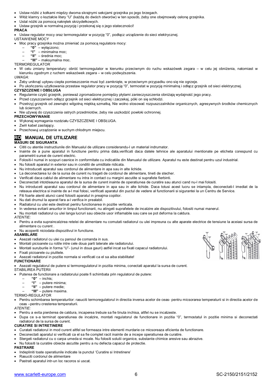 Ro manual de utilizare | Scarlett SC-2152 User Manual | Page 6 / 12