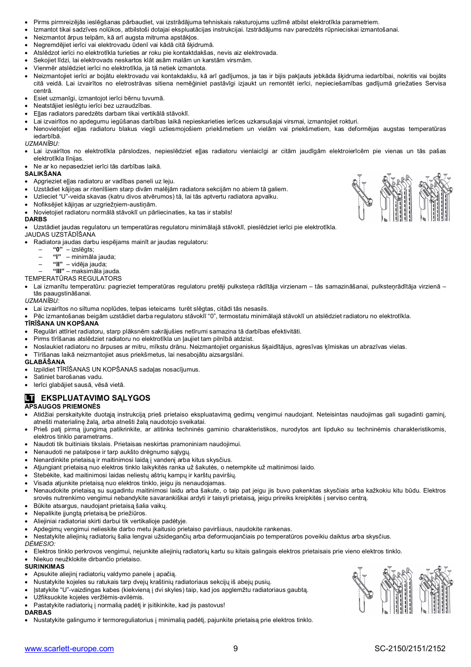 Lt ekspluatavimo s lygos | Scarlett SC-2152 User Manual | Page 9 / 12