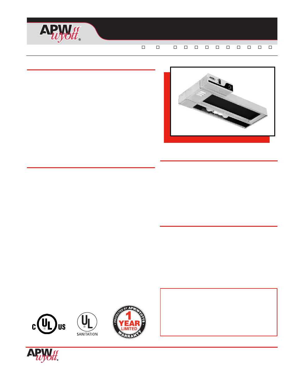 APW Wyott  FDLB -18 User Manual | 2 pages
