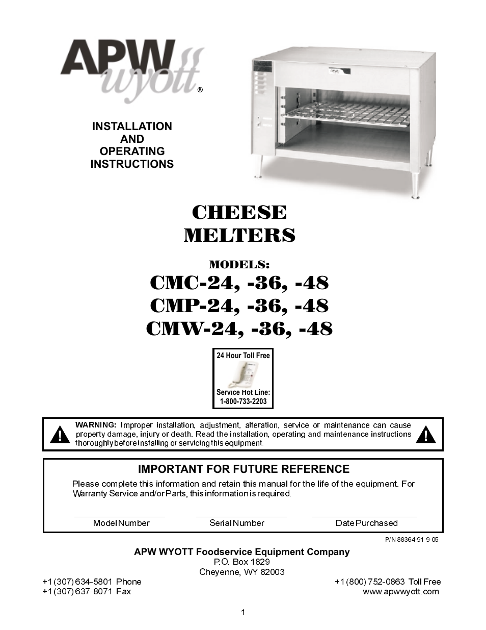 APW Wyott CMW-24 User Manual | 12 pages