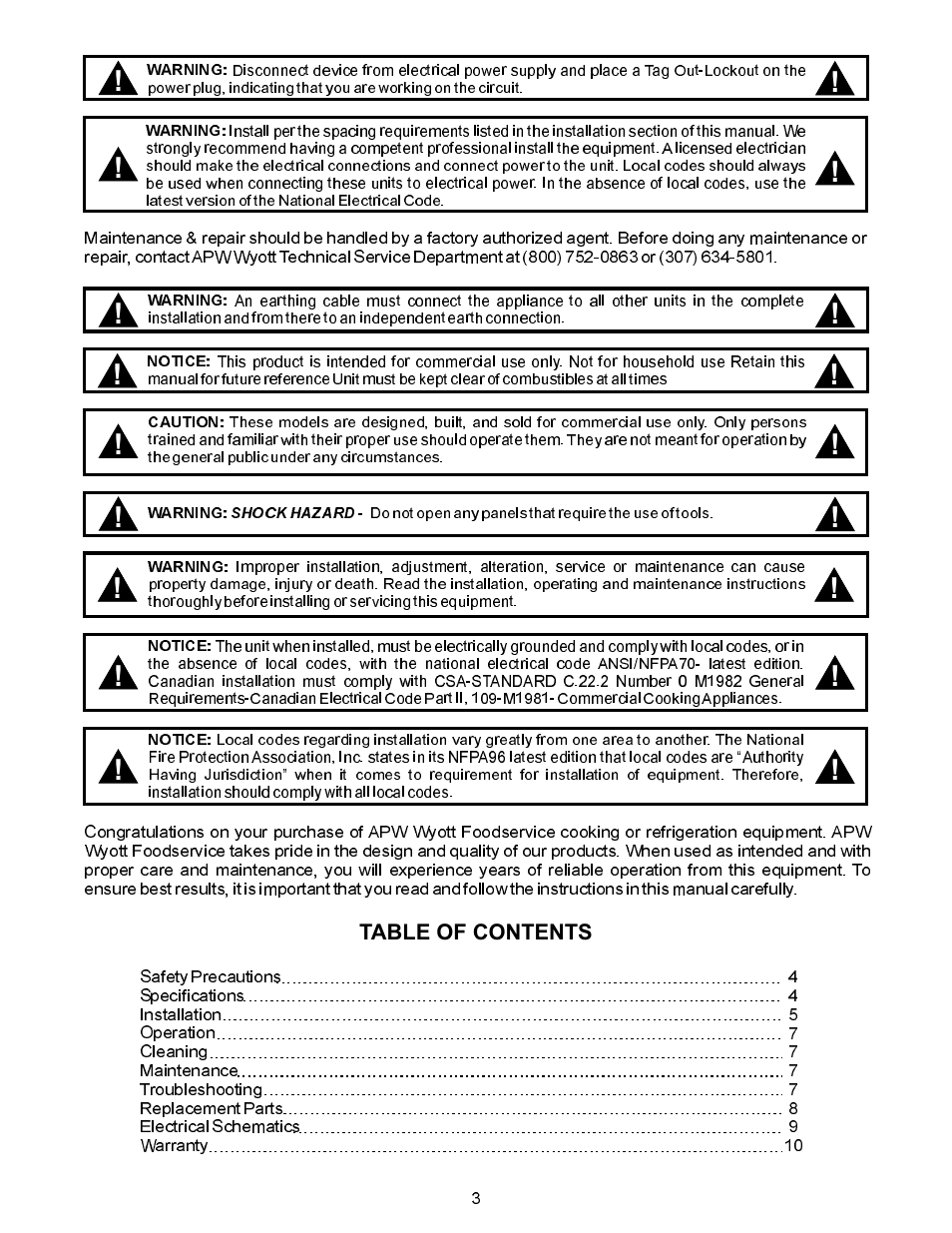 APW Wyott CMW-24 User Manual | Page 3 / 12