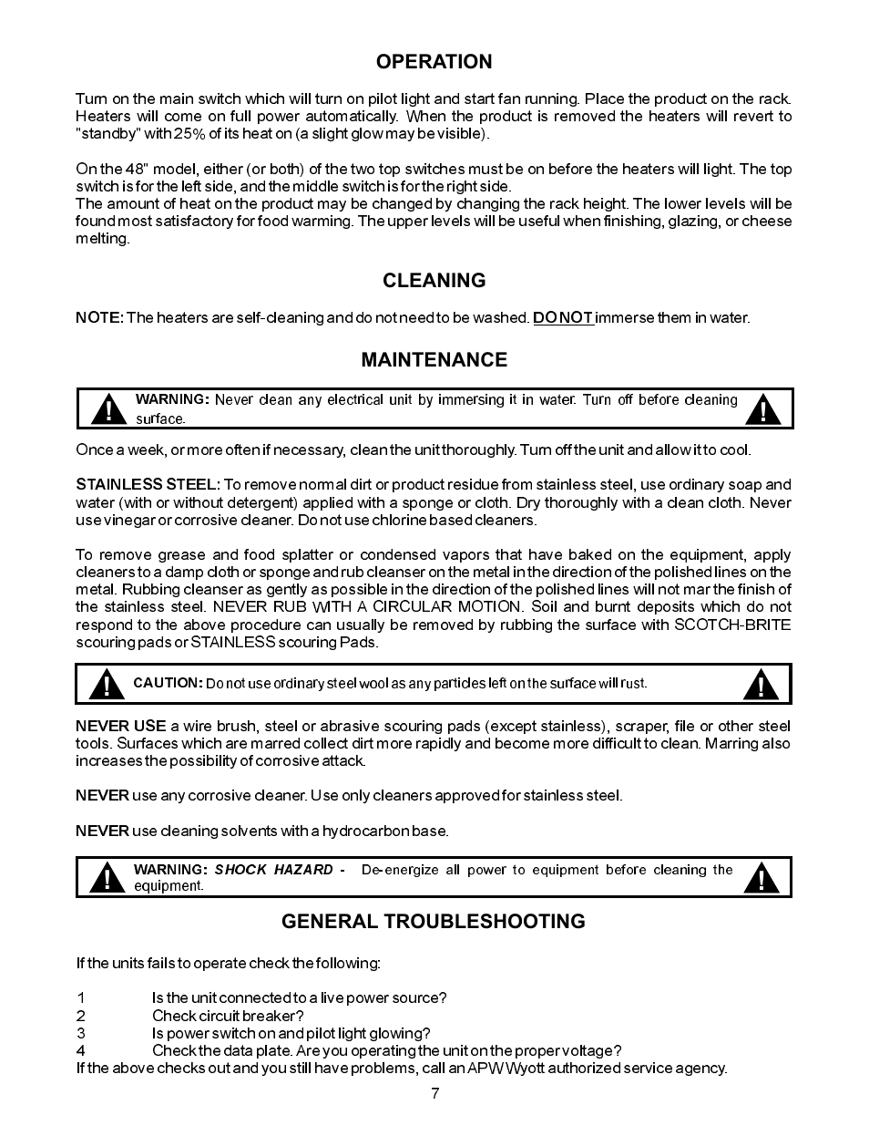 APW Wyott CMW-24 User Manual | Page 7 / 12