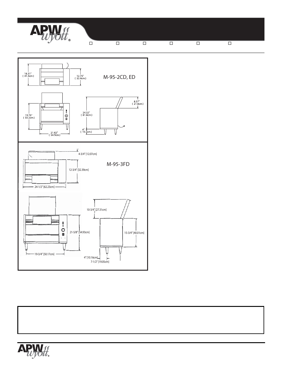 M-95, Bun grill toaster, Product specifications | APW Wyott M-95-2CD 230V User Manual | Page 2 / 2