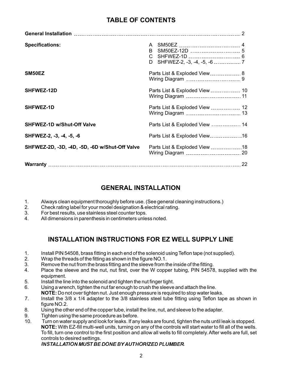 APW Wyott SHFWEZ-12D User Manual | Page 2 / 24