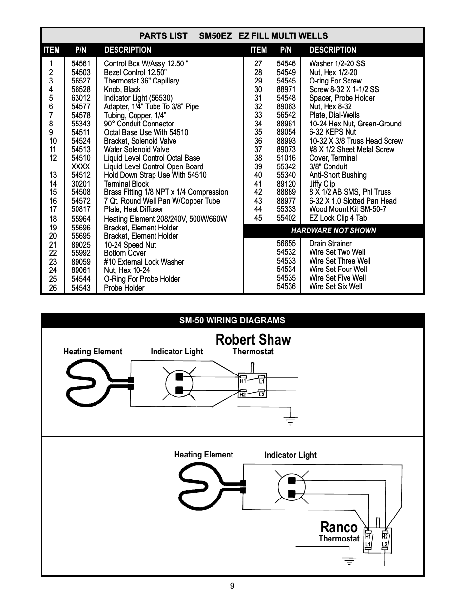 Robert shaw, Ranco | APW Wyott SHFWEZ-12D User Manual | Page 9 / 24