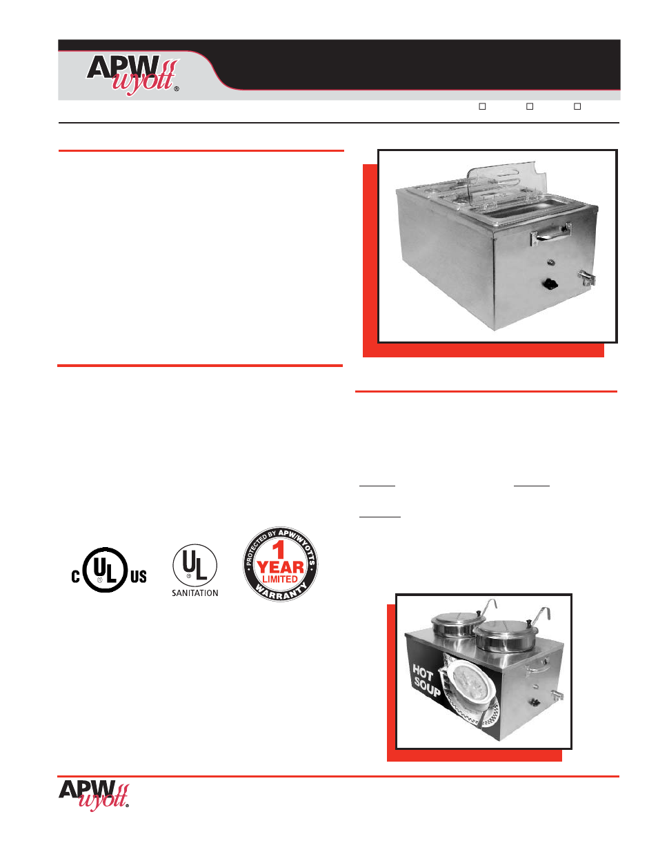 APW Wyott Cooker / Warmer Merchandising Systems CWM-2SP User Manual | 2 pages