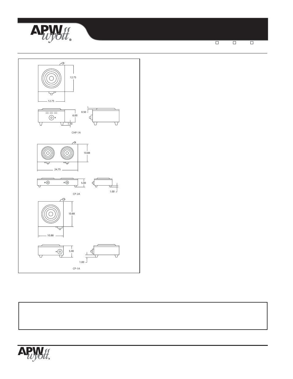 Porta-stove, Electric hot plates, Product specifications | APW Wyott CHP-1A User Manual | Page 2 / 2