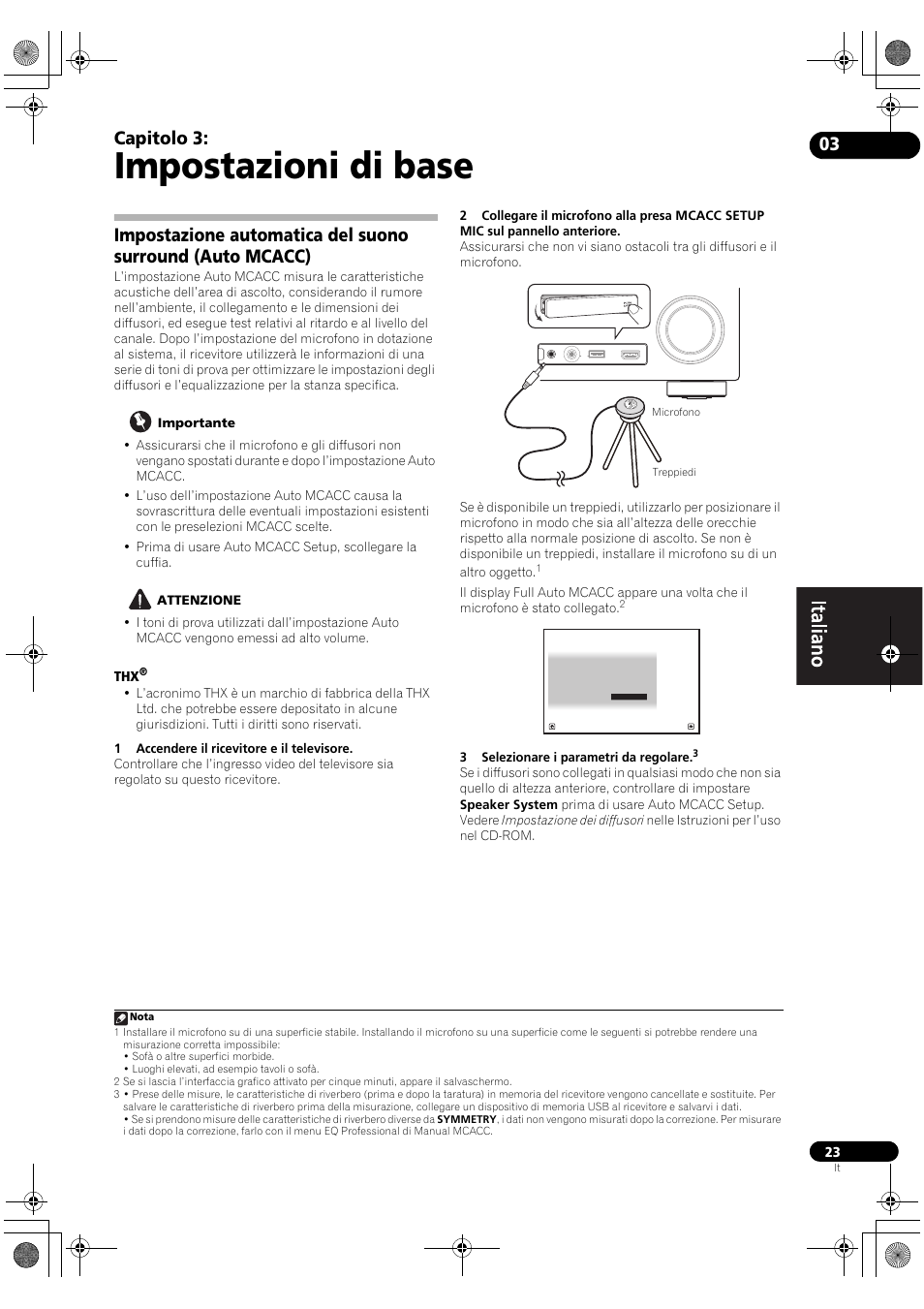 Impostazioni di base, 03 impostazioni di base, Capitolo 3 | Pioneer VSX-2020-K User Manual | Page 23 / 60