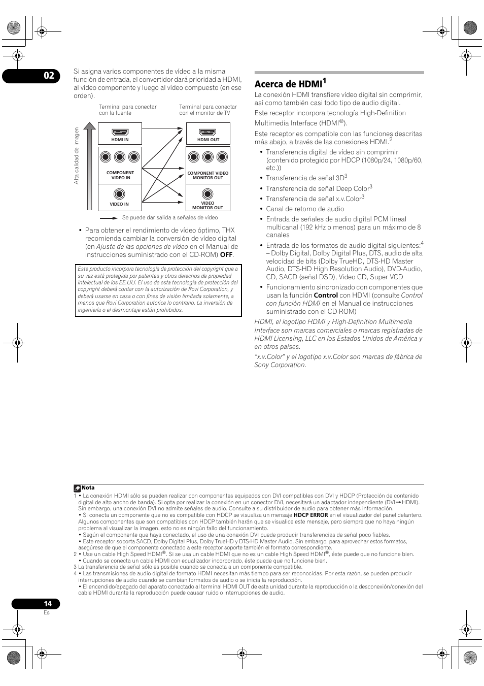 Acerca de hdmi | Pioneer VSX-2020-K User Manual | Page 42 / 60