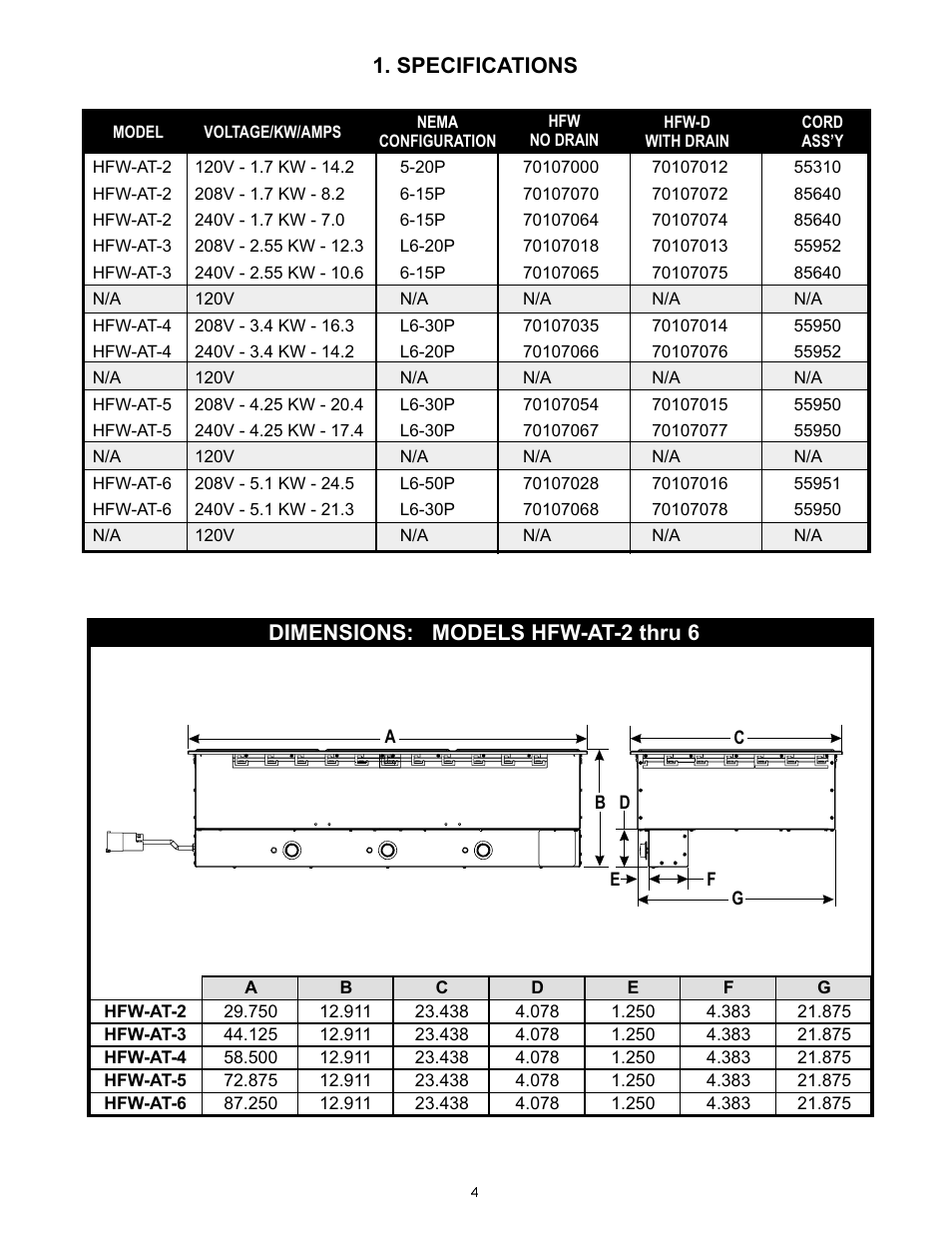 APW Wyott HFW-AT-2D 6D User Manual | Page 4 / 12