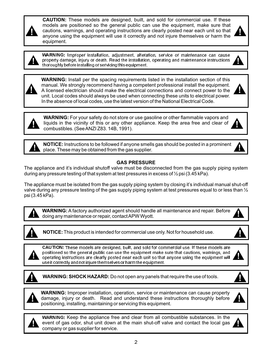 APW Wyott GF-30H User Manual | Page 2 / 16