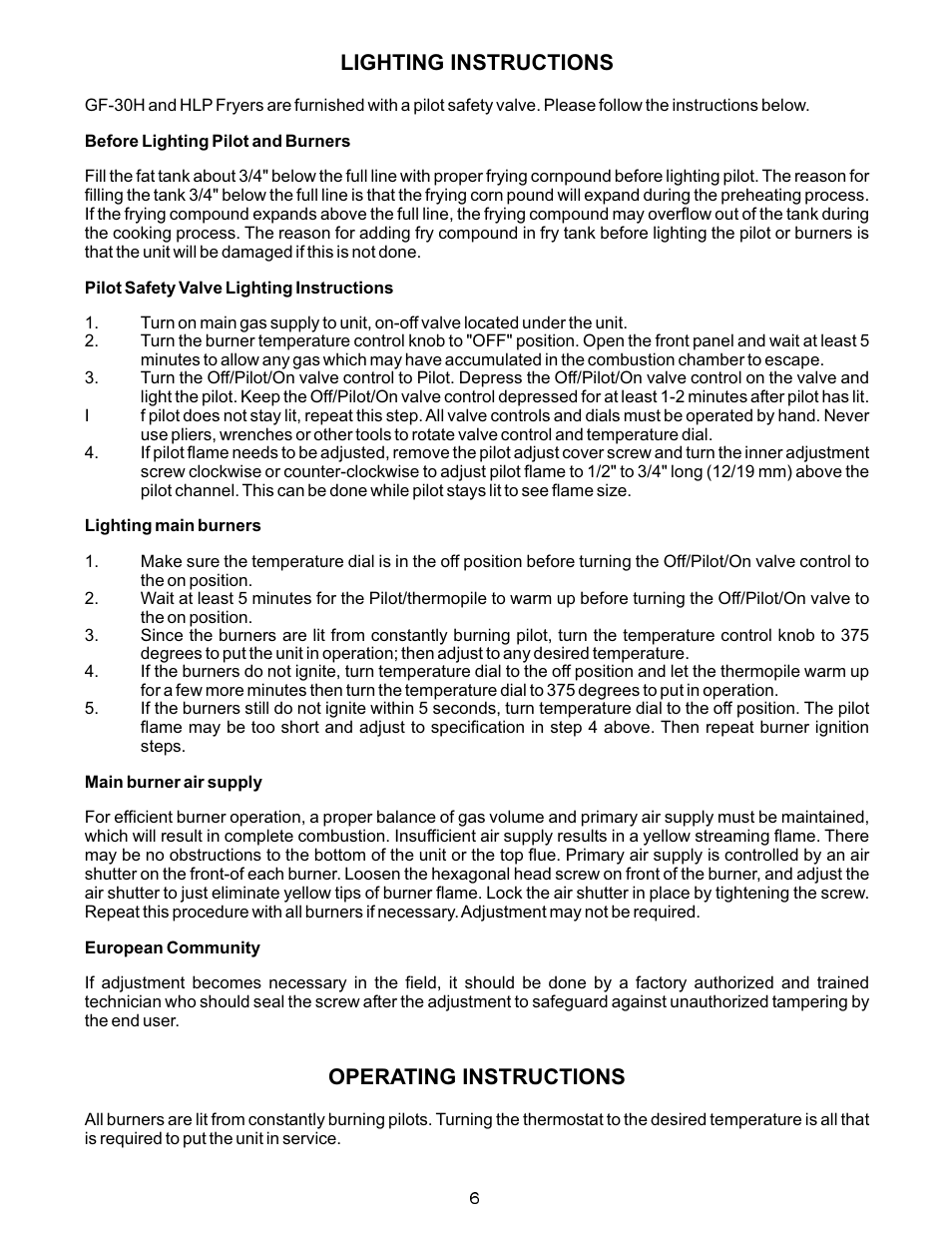 APW Wyott GF-30H User Manual | Page 6 / 16