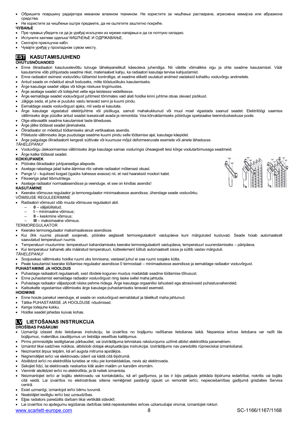 Est kasutamisjuhend, Lv lieto anas instrukcija | Scarlett SC-1166 User Manual | Page 8 / 11