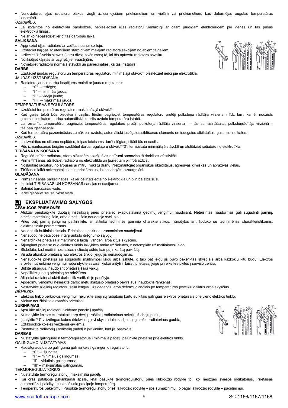 Lt ekspluatavimo s lygos | Scarlett SC-1166 User Manual | Page 9 / 11