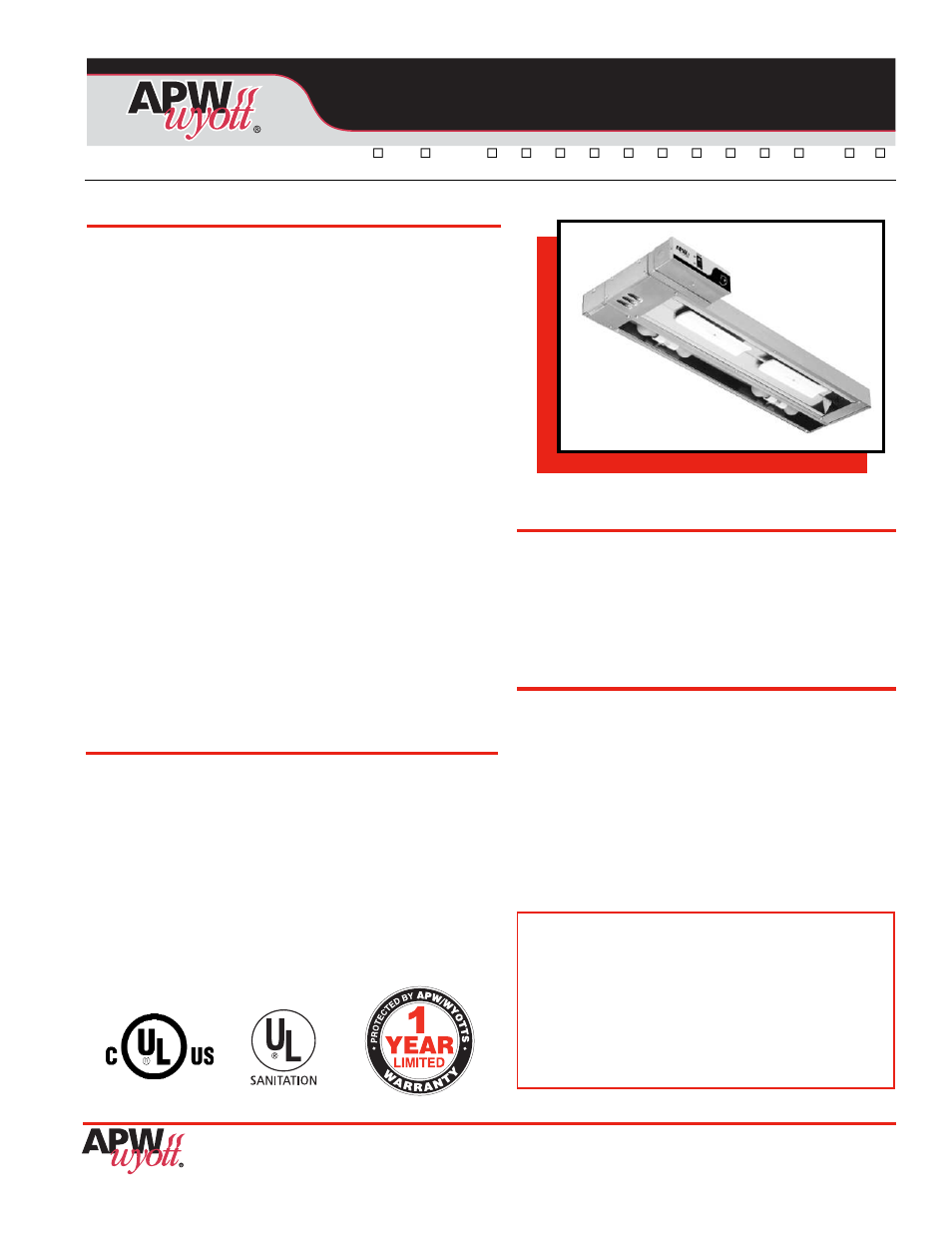 APW Wyott FDLC User Manual | 2 pages