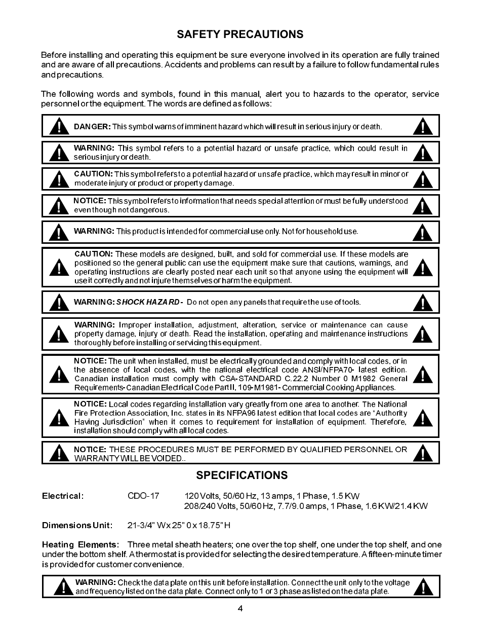 APW Wyott CDO-17 User Manual | Page 4 / 8