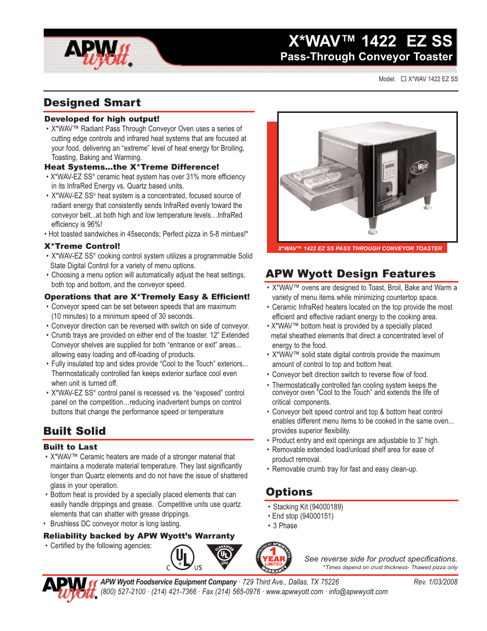 APW Wyott 1422 EZ SS User Manual | 2 pages