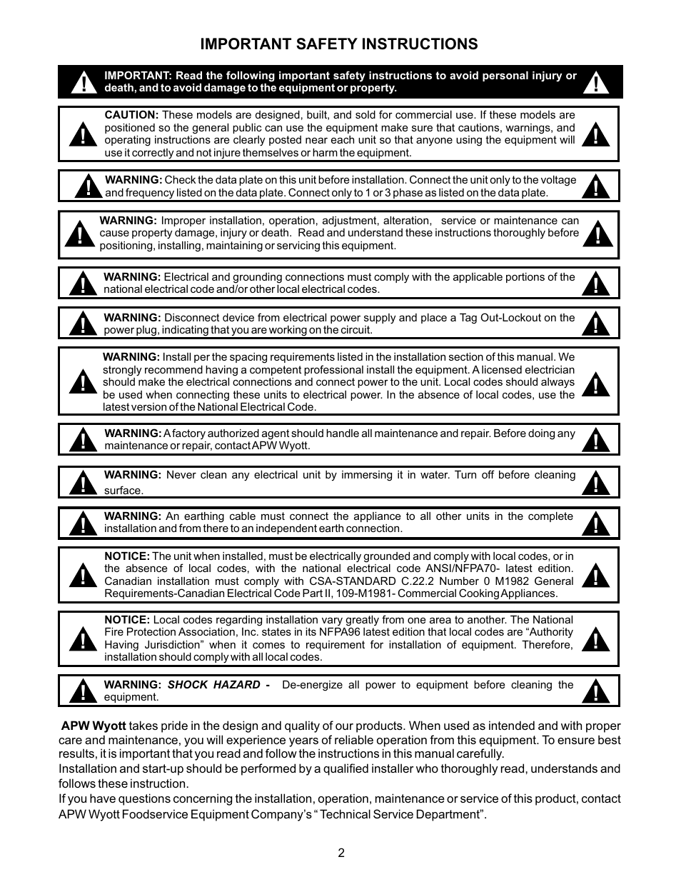 APW Wyott POPCONRN PC-1A User Manual | Page 2 / 12