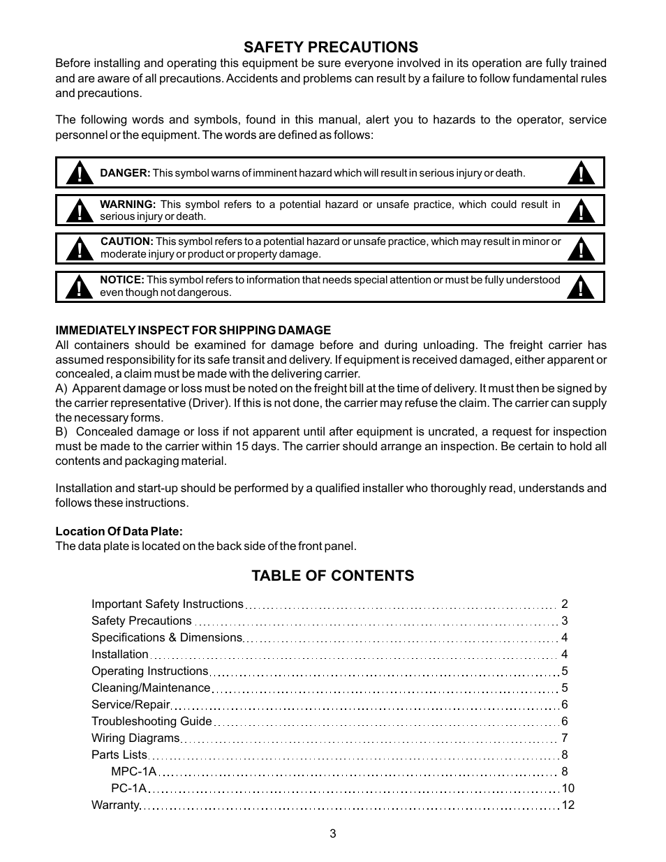 APW Wyott POPCONRN PC-1A User Manual | Page 3 / 12