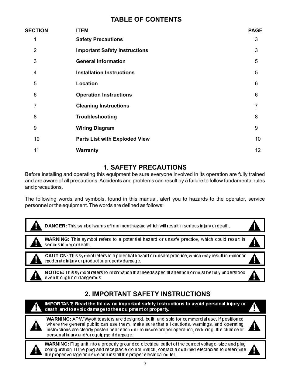 APW Wyott M95-2-JIB User Manual | Page 3 / 12