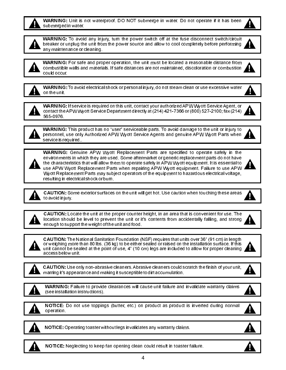 APW Wyott M95-2-JIB User Manual | Page 4 / 12