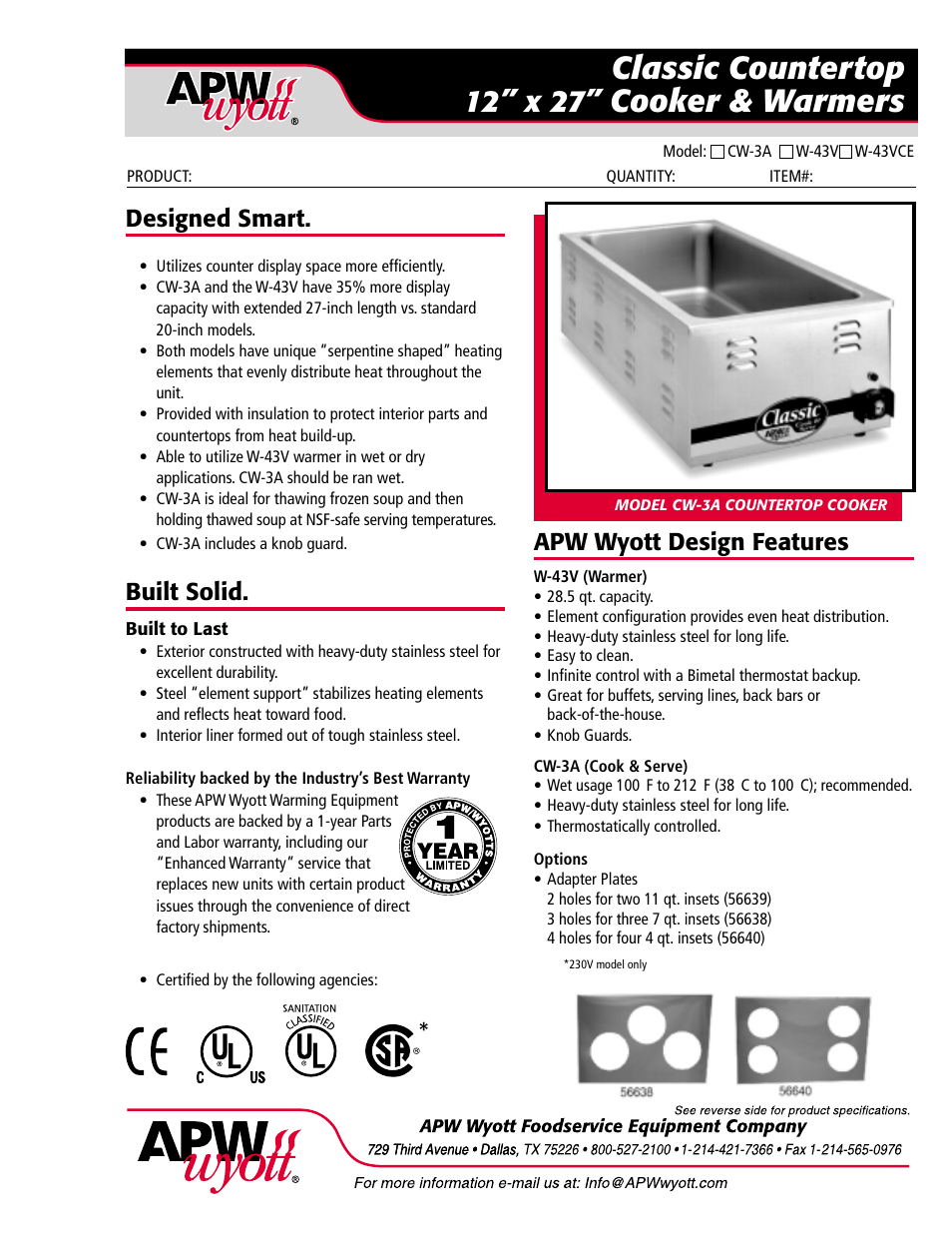 APW Wyott CW-3A User Manual | 2 pages