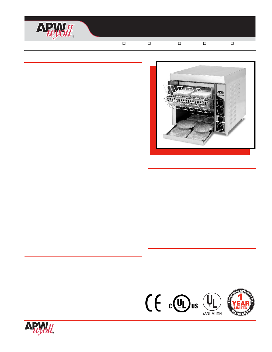 APW Wyott Fastrac 800 User Manual | 2 pages