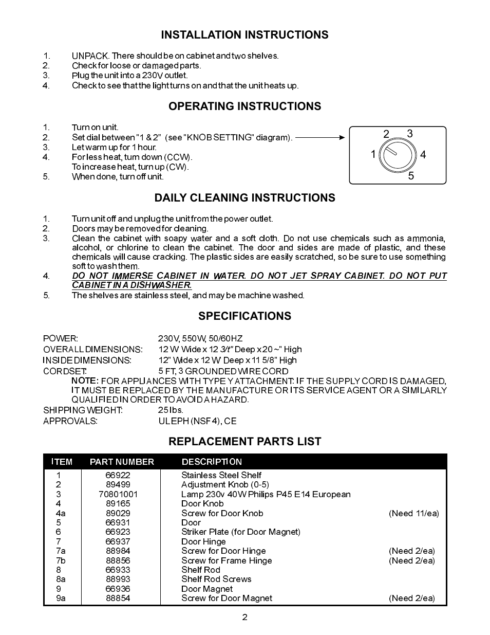 APW Wyott DWC13 User Manual | Page 2 / 4