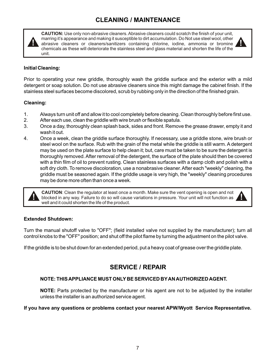 APW Wyott GGT-48H User Manual | Page 7 / 16