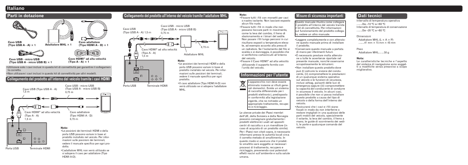 Italiano, Informazioni per l’utente, Misure di sicurezza importanti | Dati tecnici | Pioneer CD-AH200 User Manual | Page 4 / 8