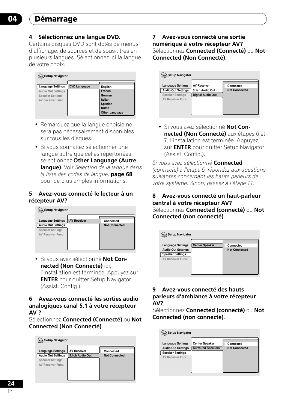 Démarrage 04 | Pioneer DV-656A-S User Manual | Page 24 / 148