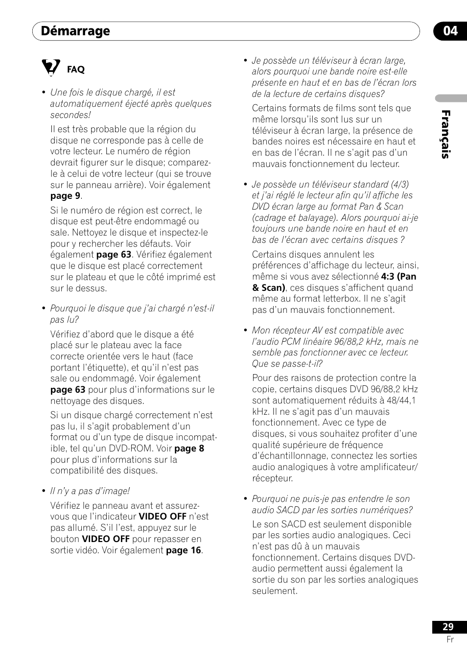 Démarrage 04, Français | Pioneer DV-656A-S User Manual | Page 29 / 148